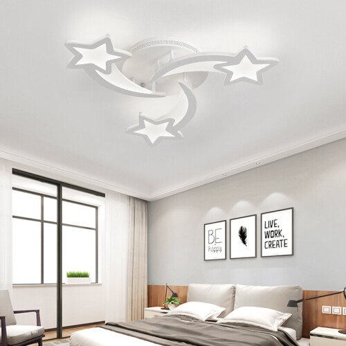 Living And Home (3 Heads-Cool White) Modern LED Ceiling Light White Star Chandelier
