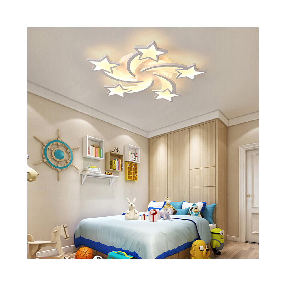 (5 Heads-Dimming Light) Modern LED Ceiling Light White Star Chandelier Lamp