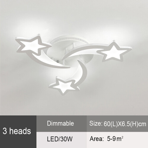 Living And Home (3 Heads-Cool White) Modern LED Ceiling Light White Star Chandelier 1