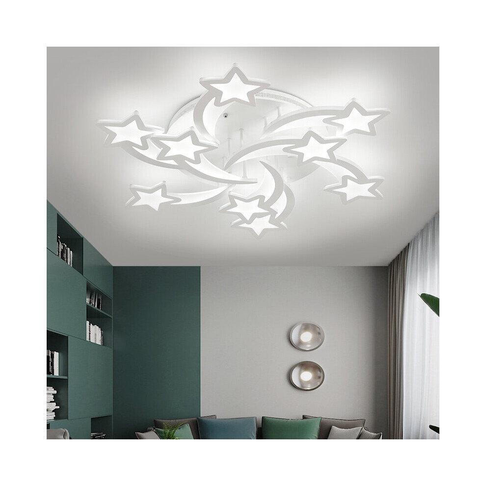 (9 Heads-Cool White) Modern LED Ceiling Light White Star Chandelier Lamp