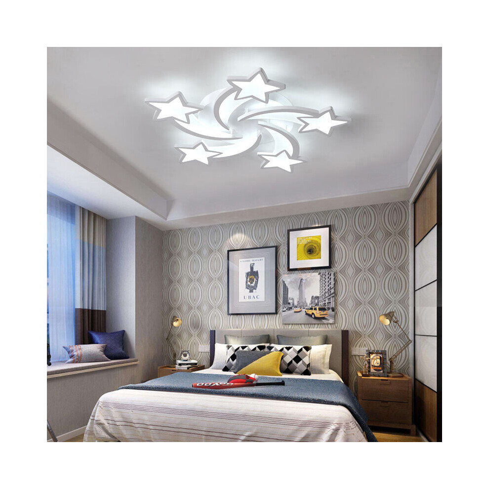 (5 Heads-Cool White) Modern LED Ceiling Light White Star Chandelier Lamp