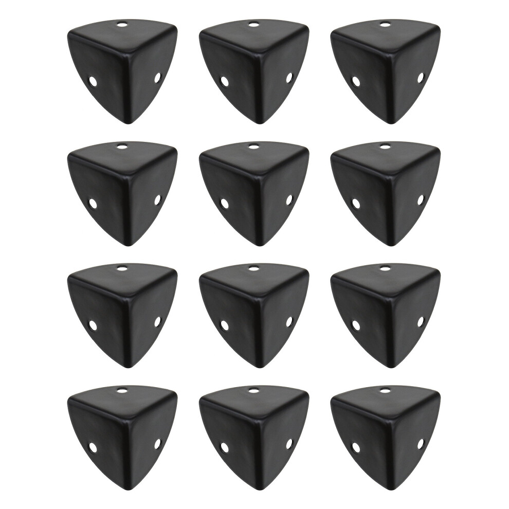 12pcs Black Box Corner Brace Edge Guard Protectors 25mm for Wooden Case Trunk