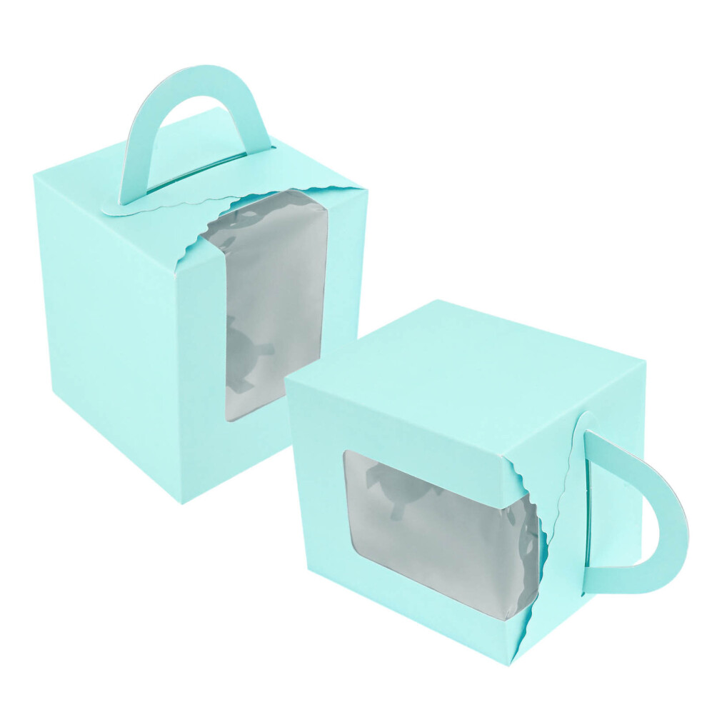 20pcs Blue Cupcake Cake Boxes Muffin Cake Boxes with Pvc Window Replace