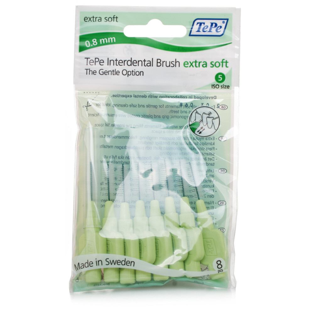 Tepe Extra Soft Interdental Brushes Green - 8 x 0.8mm Brushes