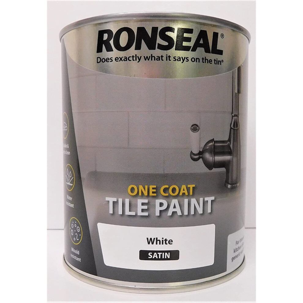 Ronseal Water Based One Coat Tile Paint White Satin 750ml