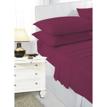 (Wine , Double ) Sheet Set Fitted & Flat sheet with Pillowcase Size