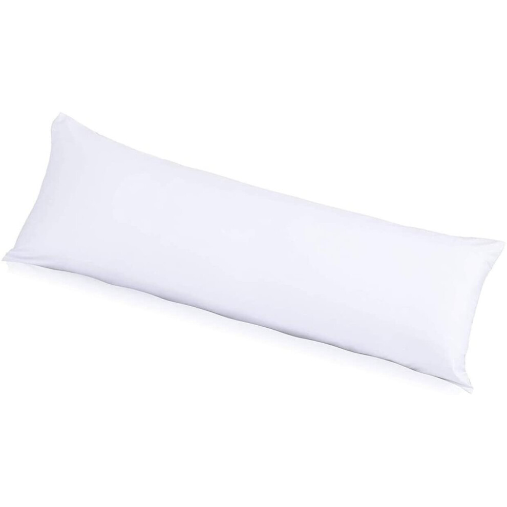 (White, Super King 6ft) Ultra Soft Long Bolster Body Pillow with Free Case