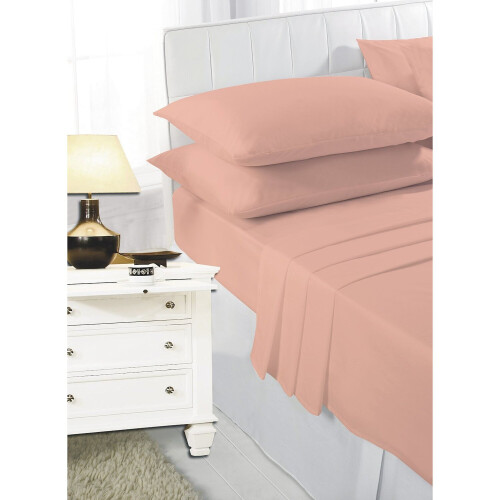 (Peach, Single ) Sheet Set Fitted & Flat sheet with Pillowcase Size