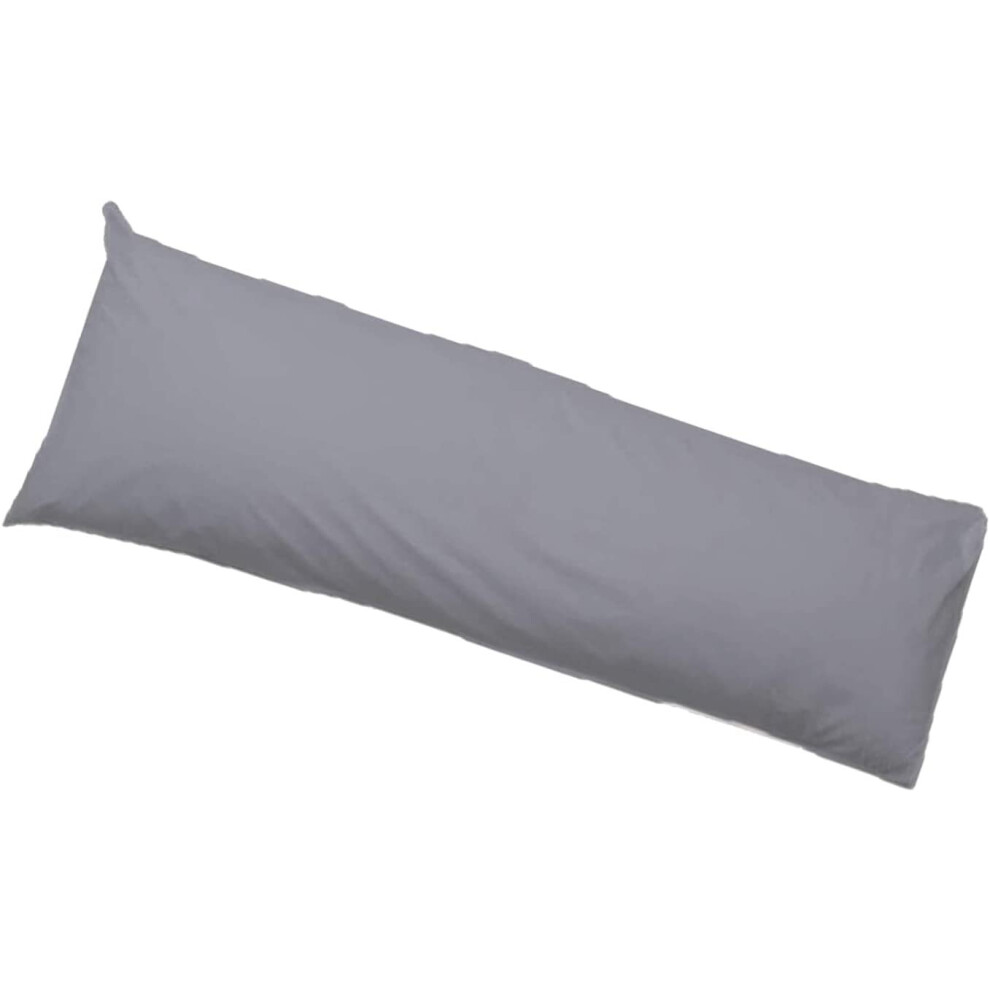 (Grey, Double 4.6ft) Ultra Soft Long Bolster Body Pillow with Free Case