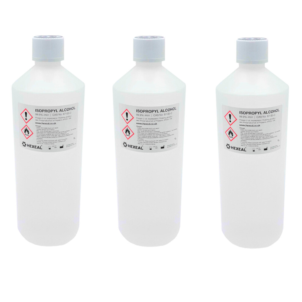 IPA 99.9% | 3x 1 LITRE | Lab Grade | Isopropyl Alcohol/Isopropanol | 3L