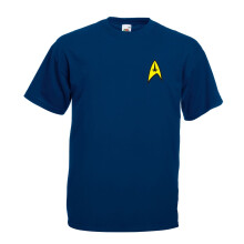 (Deep Navy, L) Star Trek, Spock, Starfleet Badge Inspired Graphic High Quality T-Shirt, Tee, Men's, Unisex
