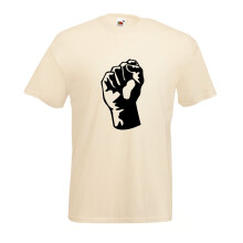 (Natural, L) Banksy Revolution Fist Graphic High Quality T-Shirt, Tee, Men's, Unisex