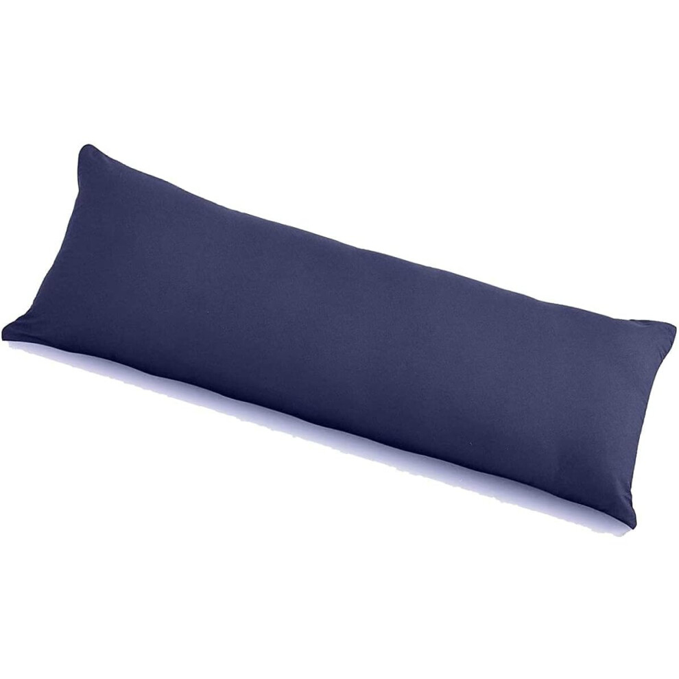 (Navy blue, Single 3ft) Ultra Soft Long Bolster Body Pillow with Free Case