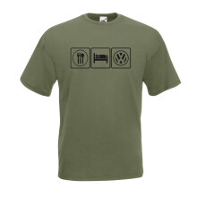 (Olive, L) Eat, Sleep, Vw Campervan Graphic High Quality T-Shirt, Tee, Men's, Unisex
