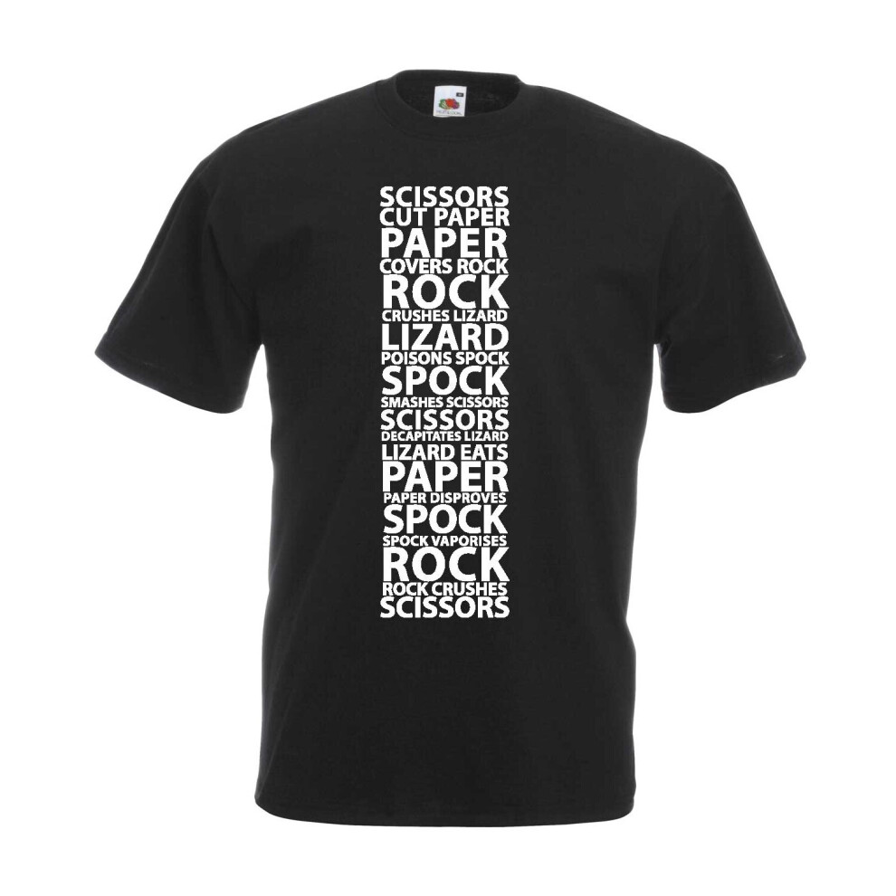 (Black, M) Big Bang Theory - Rock, Paper, Scissors, Lizard, Spock Graphic High Quality T-Shirt, Tee, Men's, Unisex