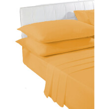 (Mustard , Double ) Sheet Set Fitted & Flat sheet with Pillowcase Size