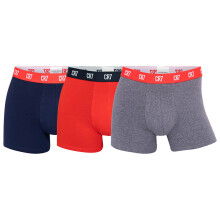 (XL, Grey/Red/Navy) CR7 Mens Cristiano Ronaldo 3-Pack Cotton Breathable Trunk Boxer Briefs