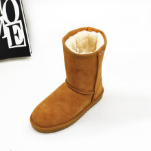 (Khaki, UK 10) Womens Men Winter Fur Leather Sheepskin Snow Boots
