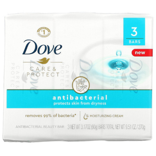 Dove Dove, Care & Protect, Αντιβιοτικό Ομορφιά Μπαρ, 3 Μπαρ, 3.17 oz (90 g) Each