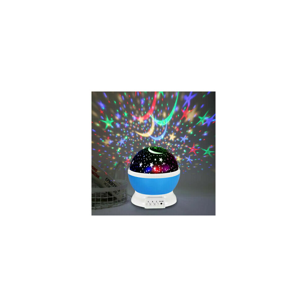 Starry Stars Night Rotating Projector Baby Led Mood Lamp Light/Blue