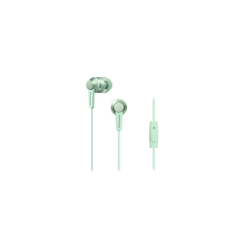 Pioneer SE-C3T(GR) In-Ear Headphones (Aluminium body, Control panel, Microphone, Silicone earplug, light-compact-convenient, Industrial Design, for iP