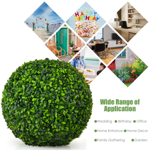 Gymax 2 PCS 40cm Artificial Topiary Ball Realistic Round for Wedding Party 1
