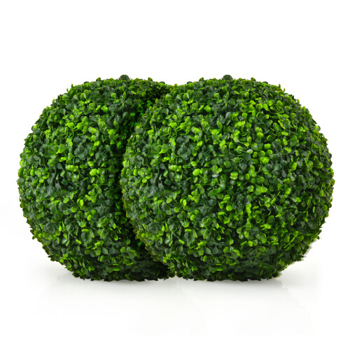 Gymax 2 PCS 40cm Artificial Topiary Ball Realistic Round for Wedding Party