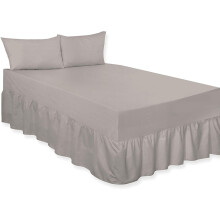 (Grey, Double) Luxury Percale Plain Dyed Polycotton Easy Care Fitted Valance Sheet Ideal for Bed Room Home Decor Available in 18 colours