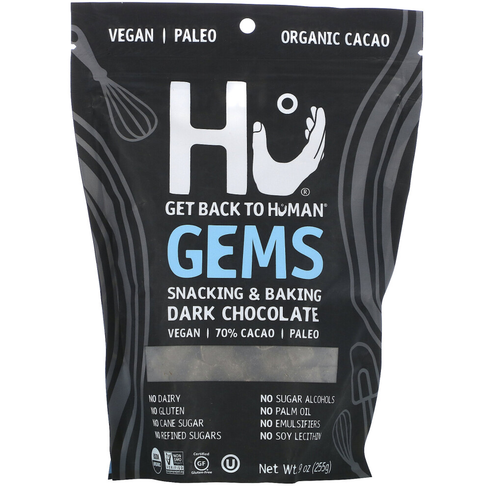 Hu, Gems, Snacking & Baking, Dark Chocolate, 9 oz (255 g)