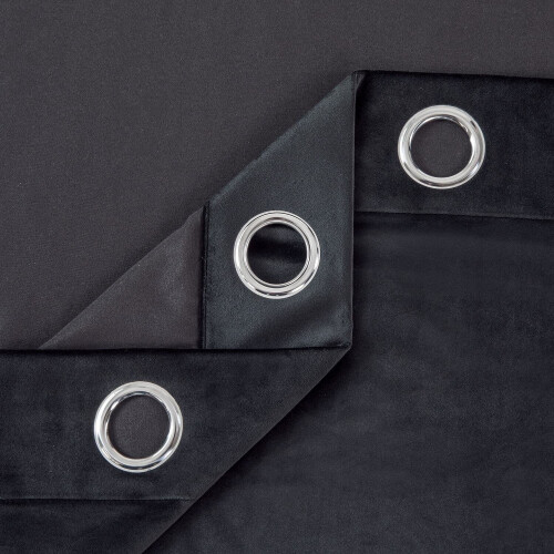 Imperial Rooms (66" x 90") Black Curtains Velvet Eyelet Ring Top Ready Made 2