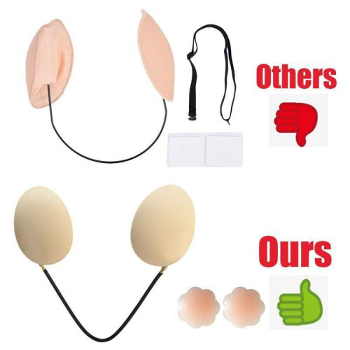 Sky (Beige) Upgraded Deep Plunge Invisible Push-Up Frontless Bra Strapless Backless Bra Kit 1