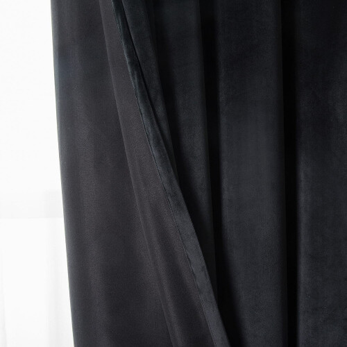 Imperial Rooms (66" x 90") Black Curtains Velvet Eyelet Ring Top Ready Made 1