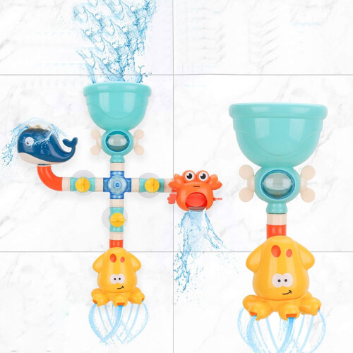 Kids Bath Toy Water Spray Whale Squid Crab Model Suction Water Toys on ...