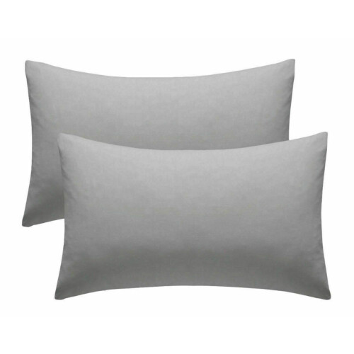 (Silver) Pair of Plain Dyed 100% PolyCotton PillowCases