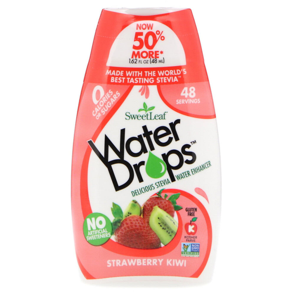 Wisdom Natural, SweetLeaf, Water Drops, Delicious Stevia Water Enhancer, Strawberry Kiwi, 1.62 fl oz (48 ml)