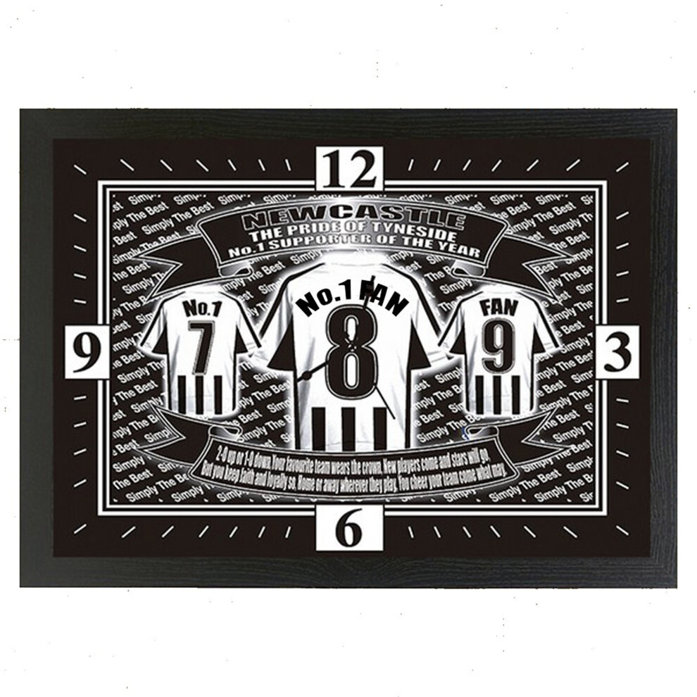 Newcastle Football Shirt Framed Wall Clock Gift