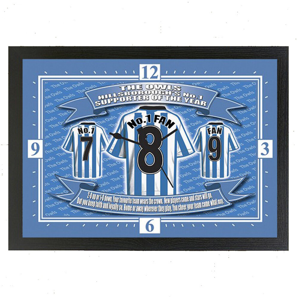 Sheffield Wednesday Framed Football Shirt Wall Clock Gift