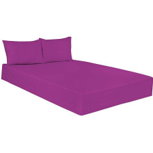 (Plum, Double) Plain Dye Poly Cotton Fitted Bed Sheet Super Soft Luxury & Comfy Easy Care Bed Sheet Available in 17 different Colours
