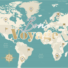 Bon Voyage To New Adventures Gold Foiled Leaving Greeting Card Motif Cards