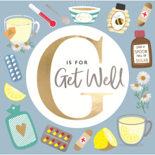 G Is For Get Well Soon Gold Foiled Get Well Greeting Card Motif Cards