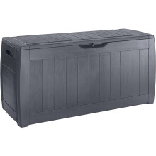 Keter Hollywood Storage Box - Grey | 270 L Weather-Resistant Deck Box with Lockable Door, Wood-Look Finish 17191974