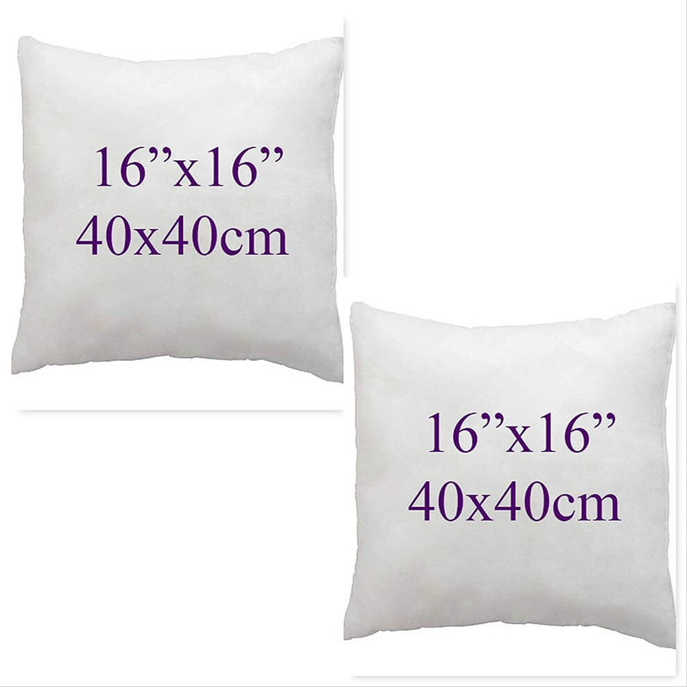 Arlinens ((16X16"(40X40cm)) Set Of 2 Bounce Back Virgin Hollow Fiber Cushion Pads Fillers Inners Inserts Pillow Square Pads Non Allergenic Washable- Available