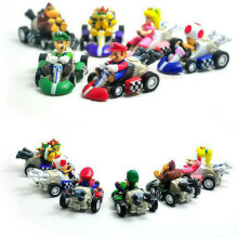 6PCS Super Mario Kart Pull Back Car Luigi Toad Bowser Figure Toys