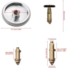 Bathroom Sink Waste Plug Cap & Bolt Click Clack Spring Set