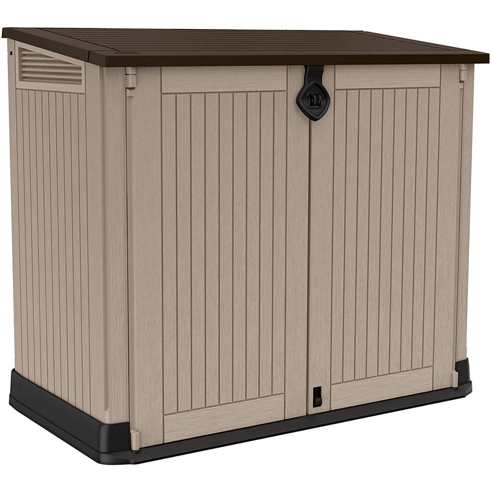 Keter Store-It Out Midi Outdoor Plastic Garden Storage Shed, Beige and Brown, 130 x 74 x 110 cm