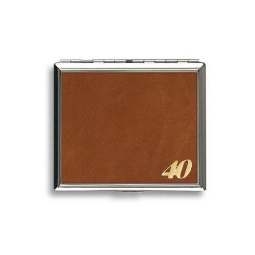 40th anniversary birthday celebration tan leather covered cigarette case