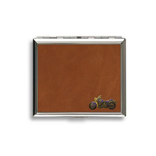 Harley Davidson motorcycle tan leather covered cigarette case