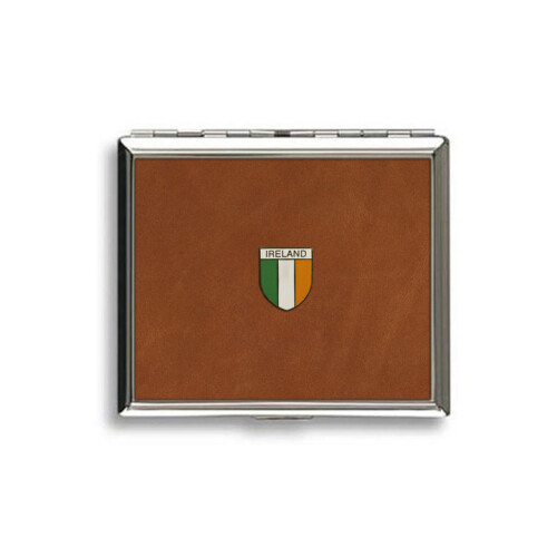 Irish tricolour tan leather covered cigarette case