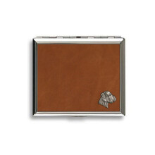 Boxer dog tan leather covered cigarette case