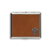 Welsh feathers tan leather covered cigarette case